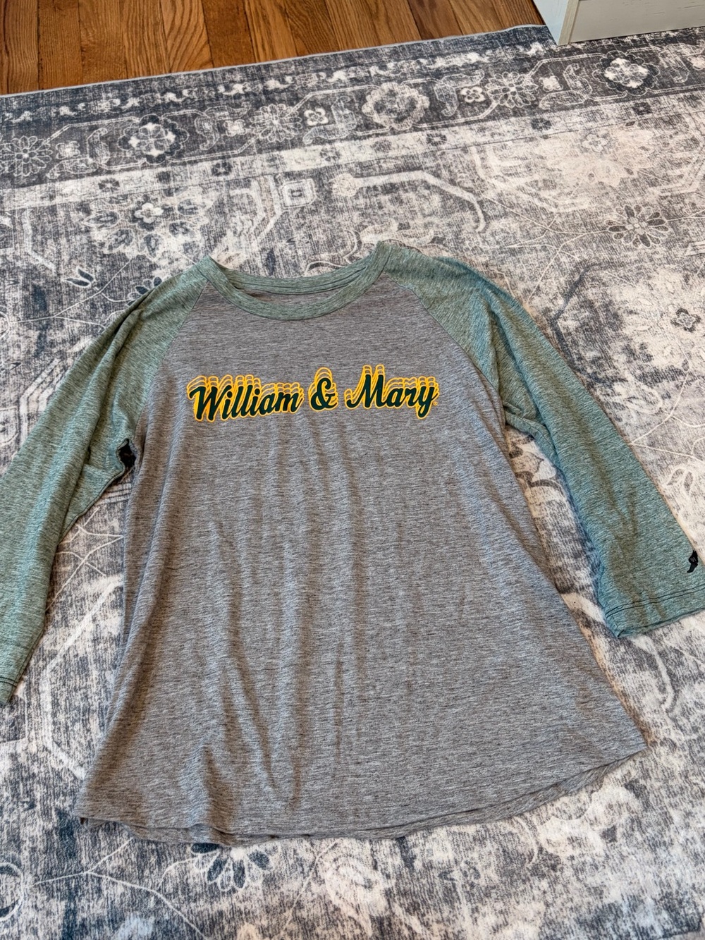 League Gray Body with Green Raglan William & Mary 3/4 Sleeve Tee